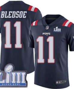 Nike New England Patriots #11 Drew Bledsoe Navy Blue Super Bowl LIII Bound Men's Stitched NFL Limited Rush Jersey Men's