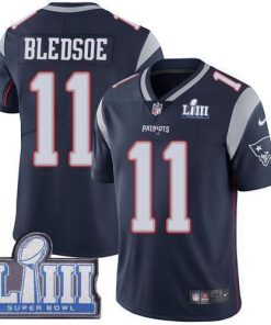 Nike New England Patriots #11 Drew Bledsoe Navy Blue Team Color Super Bowl LIII Bound Men's Stitched NFL Vapor Untouchable Limited Jersey Men's