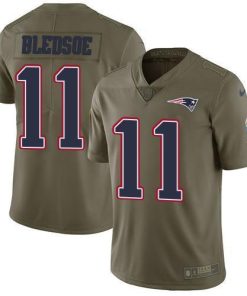 Nike New England Patriots #11 Drew Bledsoe Olive Men's Stitched NFL Limited 2017 Salute To Service Jersey Men's