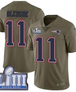Nike New England Patriots #11 Drew Bledsoe Olive Super Bowl LIII Bound Men's Stitched NFL Limited 2017 Salute To Service Jersey Men's