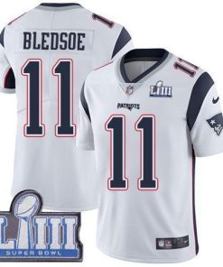 Nike New England Patriots #11 Drew Bledsoe White Super Bowl LIII Bound Men's Stitched NFL Vapor Untouchable Limited Jersey Men's