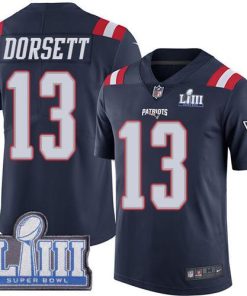 Nike New England Patriots #13 Phillip Dorsett Navy Blue Super Bowl LIII Bound Men's Stitched NFL Limited Rush Jersey Men's