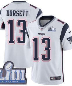 Nike New England Patriots #13 Phillip Dorsett White Super Bowl LIII Bound Men's Stitched NFL Vapor Untouchable Limited Jersey Men's