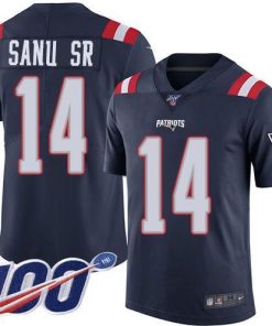 Nike New England Patriots #14 Mohamed Sanu Sr Navy Blue Men's Stitched NFL Limited Rush 100th Season Jersey Men's