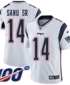 Nike New England Patriots #14 Mohamed Sanu Sr White Men's Stitched NFL 100th Season Vapor Limited Jersey Men's
