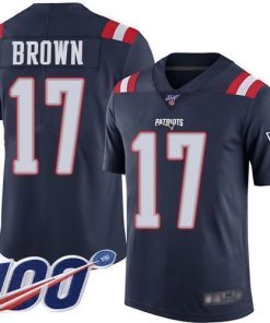 Nike New England Patriots #17 Antonio Brown Navy Blue Men's Stitched NFL Limited Rush 100th Season Jersey Men's
