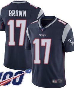 Nike New England Patriots #17 Antonio Brown Navy Blue Team Color Men's Stitched NFL 100th Season Vapor Limited Jersey Men's