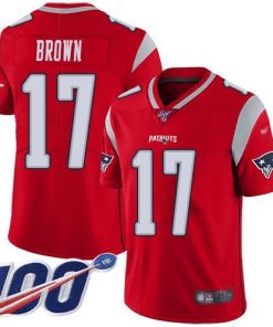 Nike New England Patriots #17 Antonio Brown Red Men's Stitched NFL Limited Inverted Legend 100th Season Jersey Men's