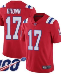 Nike New England Patriots #17 Antonio Brown Red Alternate Men's Stitched NFL 100th Season Vapor Limited Jersey Men's