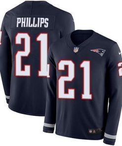 Nike New England Patriots #21 Adrian Phillips Navy Blue Team Color Men's Stitched NFL Limited Therma Long Sleeve Jersey Men's