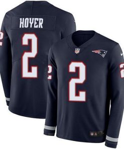 Nike New England Patriots #2 Brian Hoyer Navy Blue Team Color Men's Stitched NFL Limited Therma Long Sleeve Jersey Men's