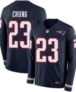Nike New England Patriots #23 Patrick Chung Navy Blue Team Color Men's Stitched NFL Limited Therma Long Sleeve Jersey Men's