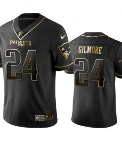Nike New England Patriots #24 Stephon Gilmore Black Golden Limited Edition Stitched NFL Jersey Men's