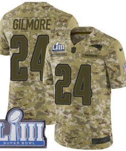 Nike New England Patriots #24 Stephon Gilmore Camo Super Bowl LIII Bound Men's Stitched NFL Limited 2018 Salute To Service Jersey Men's