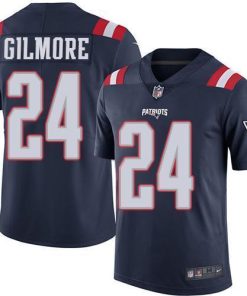 Nike New England Patriots #24 Stephon Gilmore Navy Blue Men's Stitched NFL Limited Rush Jersey Men's