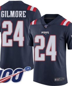 Nike New England Patriots #24 Stephon Gilmore Navy Blue Men's Stitched NFL Limited Rush 100th Season Jersey Men's