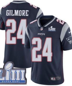 Nike New England Patriots #24 Stephon Gilmore Navy Blue Team Color Super Bowl LIII Bound Men's Stitched NFL Vapor Untouchable Limited Jersey Men's