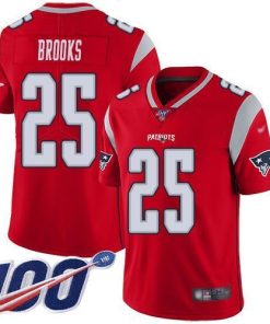 Nike New England Patriots #25 Terrence Brooks Red Men's Stitched NFL Limited Inverted Legend 100th Season Jersey Men's