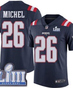 Nike New England Patriots #26 Sony Michel Navy Blue Super Bowl LIII Bound Men's Stitched NFL Limited Rush Jersey Men's