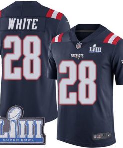 Nike New England Patriots #28 James White Navy Blue Super Bowl LIII Bound Men's Stitched NFL Limited Rush Jersey Men's