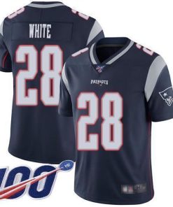 Nike New England Patriots #28 James White Navy Blue Team Color Men's Stitched NFL 100th Season Vapor Limited Jersey Men's
