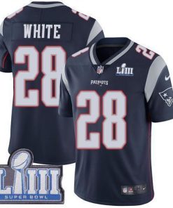 Nike New England Patriots #28 James White Navy Blue Team Color Super Bowl LIII Bound Men's Stitched NFL Vapor Untouchable Limited Jersey Men's