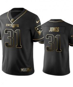 Nike New England Patriots #31 Jonathan Jones Black Golden Limited Edition Stitched NFL Jersey Men's