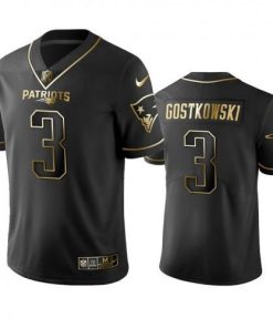 Nike New England Patriots #3 Stephen Gostkowski Black Golden Limited Edition Stitched NFL Jersey Men's