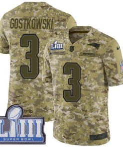 Nike New England Patriots #3 Stephen Gostkowski Camo Super Bowl LIII Bound Men's Stitched NFL Limited 2018 Salute To Service Jersey Men's
