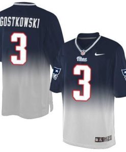 Nike New England Patriots #3 Stephen Gostkowski Navy Blue/Grey Men's Stitched NFL Elite Fadeaway Fashion Jersey Men's