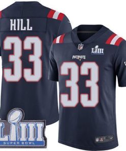 Nike New England Patriots #33 Jeremy Hill Navy Blue Super Bowl LIII Bound Men's Stitched NFL Limited Rush Jersey Men's