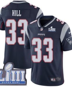 Nike New England Patriots #33 Jeremy Hill Navy Blue Team Color Super Bowl LIII Bound Men's Stitched NFL Vapor Untouchable Limited Jersey Men's
