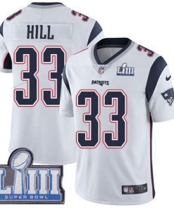 Nike New England Patriots #33 Jeremy Hill White Super Bowl LIII Bound Men's Stitched NFL Vapor Untouchable Limited Jersey Men's