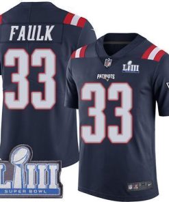 Nike New England Patriots #33 Kevin Faulk Navy Blue Super Bowl LIII Bound Men's Stitched NFL Limited Rush Jersey Men's