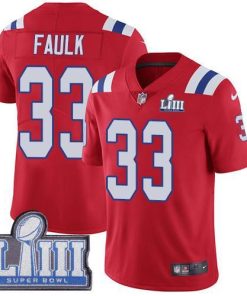 Nike New England Patriots #33 Kevin Faulk Red Alternate Super Bowl LIII Bound Men's Stitched NFL Vapor Untouchable Limited Jersey Men's