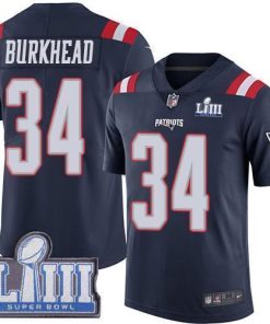 Nike New England Patriots #34 Rex Burkhead Navy Blue Super Bowl LIII Bound Men's Stitched NFL Limited Rush Jersey Men's
