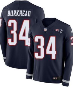 Nike New England Patriots #34 Rex Burkhead Navy Blue Team Color Men's Stitched NFL Limited Therma Long Sleeve Jersey Men's