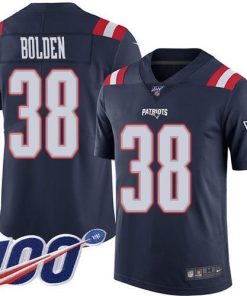 Nike New England Patriots #38 Brandon Bolden Navy Blue Men's Stitched NFL Limited Rush 100th Season Jersey Men's