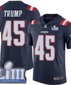 Nike New England Patriots #45 Donald Trump Navy Blue Super Bowl LIII Bound Men's Stitched NFL Limited Rush Jersey Men's