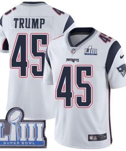 Nike New England Patriots #45 Donald Trump White Super Bowl LIII Bound Men's Stitched NFL Vapor Untouchable Limited Jersey Men's