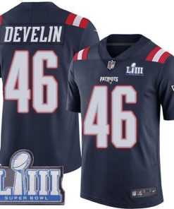 Nike New England Patriots #46 James Develin Navy Blue Super Bowl LIII Bound Men's Stitched NFL Limited Rush Jersey Men's
