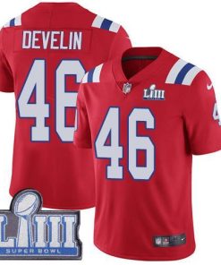 Nike New England Patriots #46 James Develin Red Alternate Super Bowl LIII Bound Men's Stitched NFL Vapor Untouchable Limited Jersey Men's