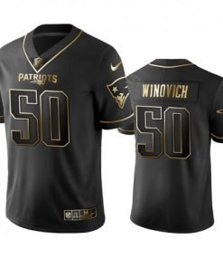 Nike New England Patriots #50 Chase Winovich Black Golden Limited Edition Stitched NFL Jersey Men's
