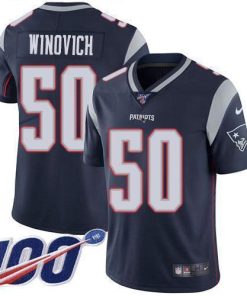 Nike New England Patriots #50 Chase Winovich Navy Blue Team Color Men's Stitched NFL 100th Season Vapor Limited Jersey Men's