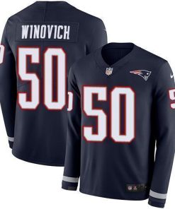 Nike New England Patriots #50 Chase Winovich Navy Blue Team Color Men's Stitched NFL Limited Therma Long Sleeve Jersey Men's