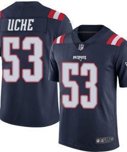 Nike New England Patriots #53 Josh Uche Navy Blue Men's Stitched NFL Limited Rush Jersey Men's