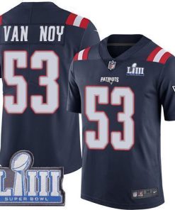 Nike New England Patriots #53 Kyle Van Noy Navy Blue Super Bowl LIII Bound Men's Stitched NFL Limited Rush Jersey Men's