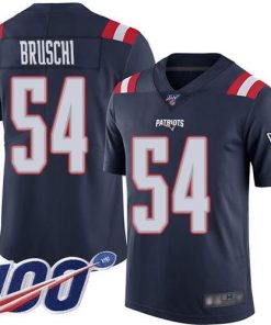 Nike New England Patriots #54 Tedy Bruschi Navy Blue Men's Stitched NFL Limited Rush 100th Season Jersey Men's
