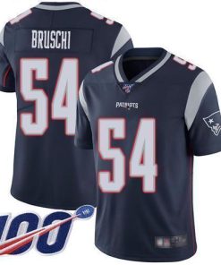 Nike New England Patriots #54 Tedy Bruschi Navy Blue Team Color Men's Stitched NFL 100th Season Vapor Limited Jersey Men's