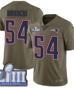 Nike New England Patriots #54 Tedy Bruschi Olive Super Bowl LIII Bound Men's Stitched NFL Limited 2017 Salute To Service Jersey Men's